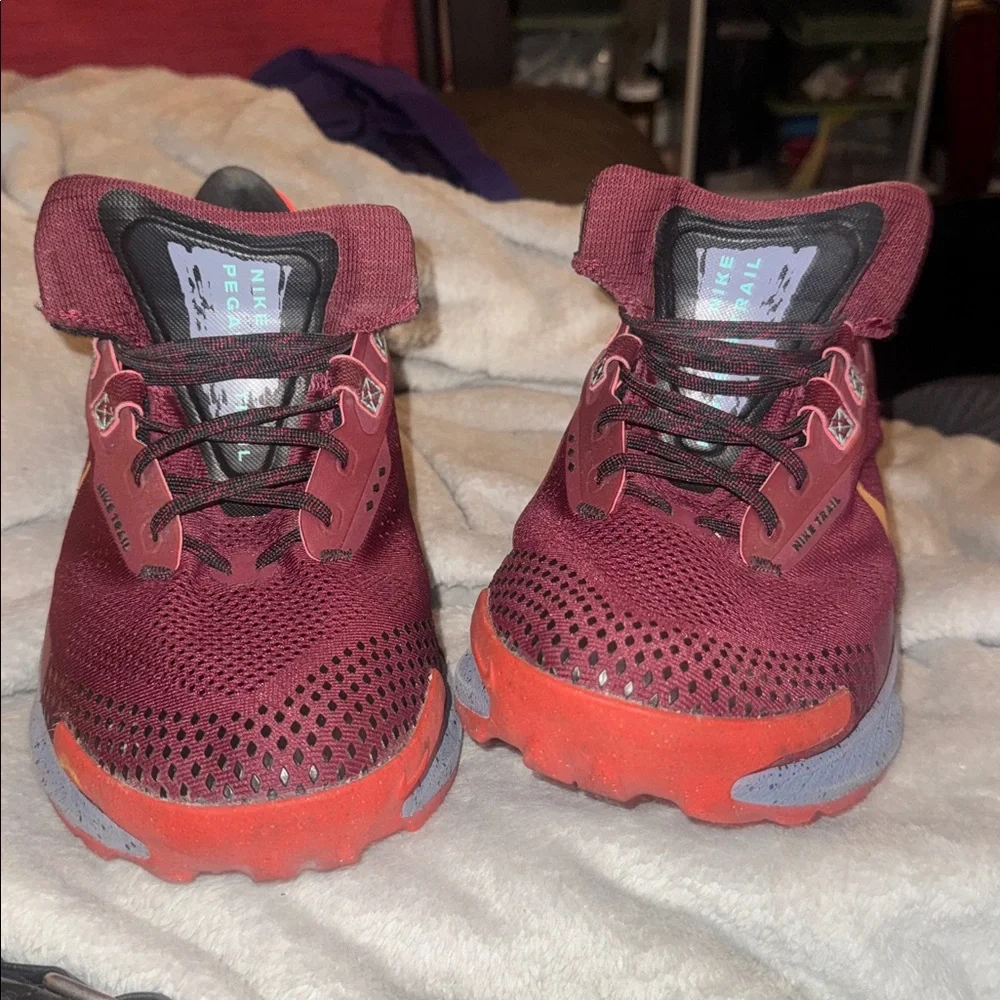 Nike Pegasus trail shoes. Size 12. Maroon, yellow, and orange. - Picture 2 of 5